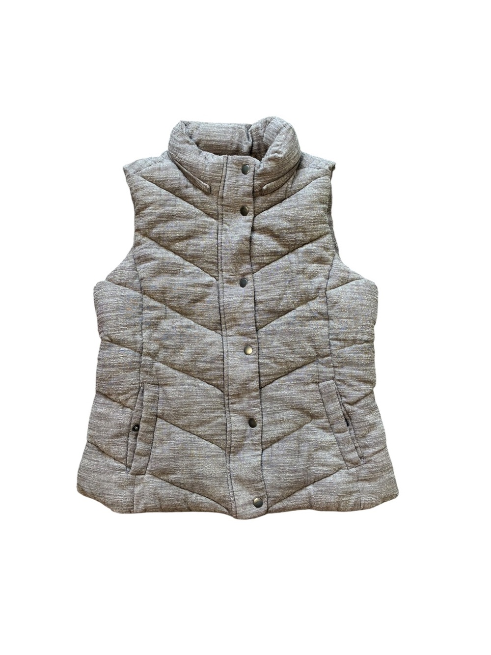 GAP Quilted Sleeveless Puffer Vest - Heather Beige